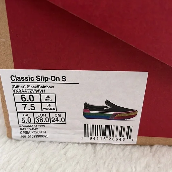 Platform Rainbow Glitter Vans Slip-on. Rare! - Picture 7 of 7